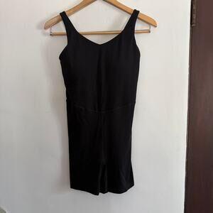 AERIE Offline | Low-Key Real Me Black Short One Piece Romper 5"  | Medium